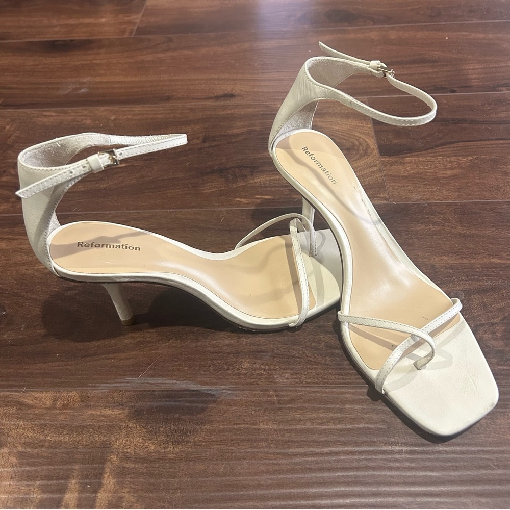 Reformation Gigi Strappy Mid Heel Sandal - White/Cream - Picture 12 of 15